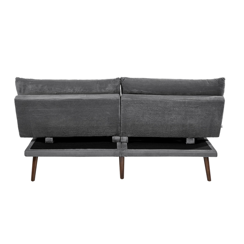 Oikiture 3 Seater Sofa Bed Recliner Convertible Corduroy Grey