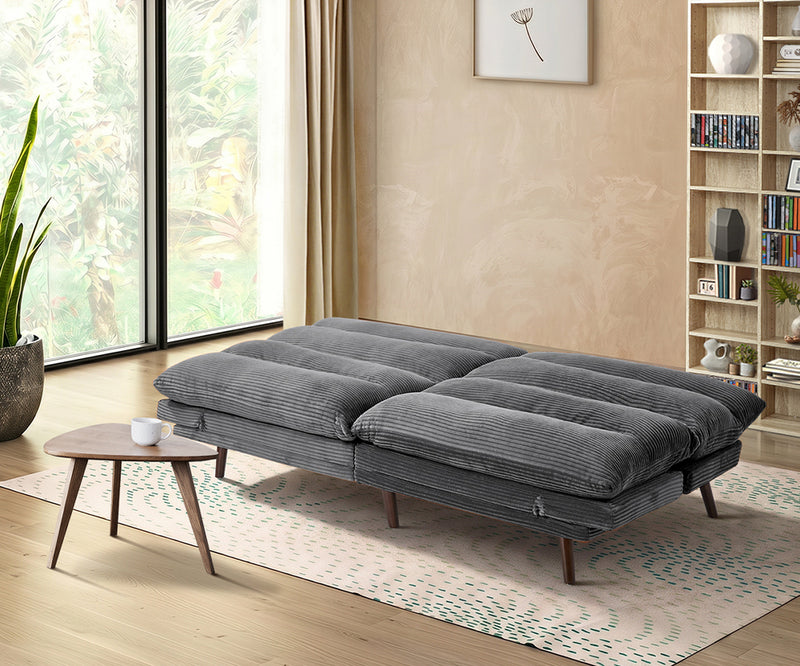 Oikiture 3 Seater Sofa Bed Recliner Convertible Corduroy Grey