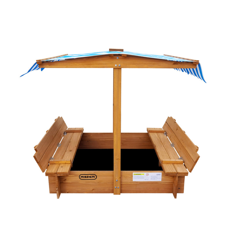 Mazam Kids Sandpit Wooden Sandbox Beach with Canopy