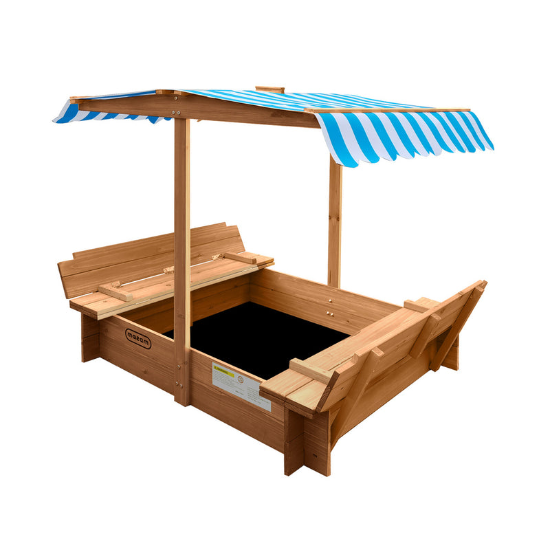 Mazam Kids Sandpit Wooden Sandbox Beach with Canopy