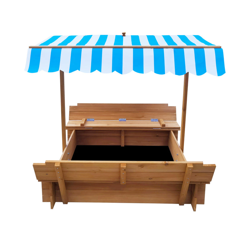 Mazam Kids Sandpit Wooden Sandbox Beach with Canopy