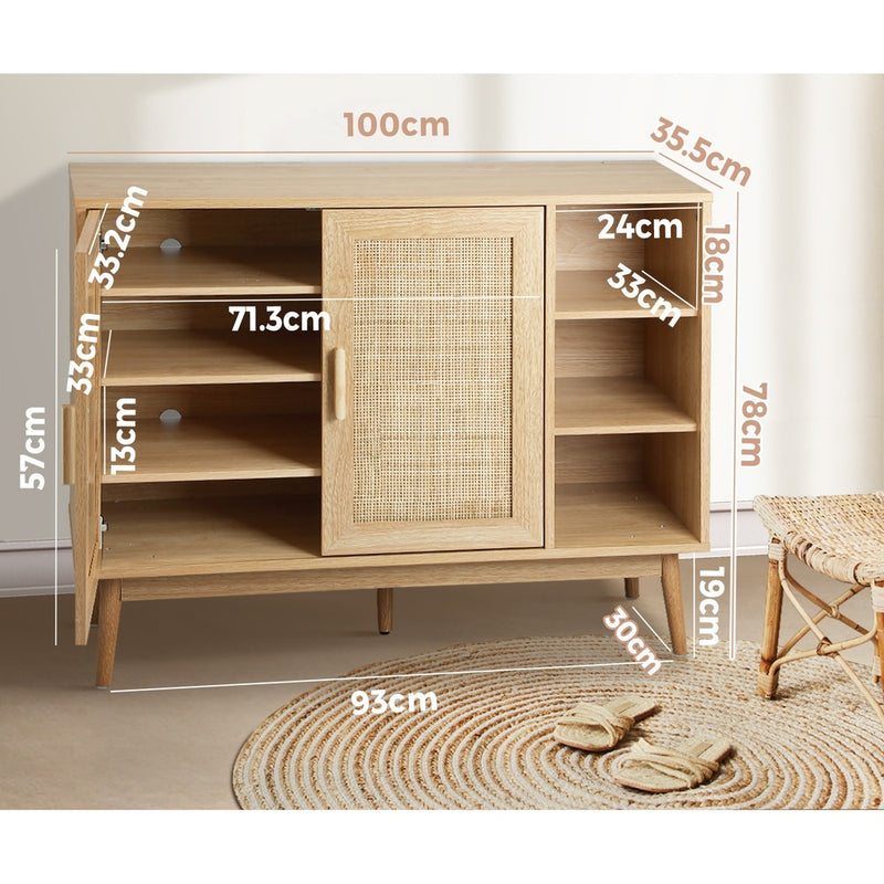 Oikiture Shoes Storage Cabinet 4 Closed & 3 Open Shelves