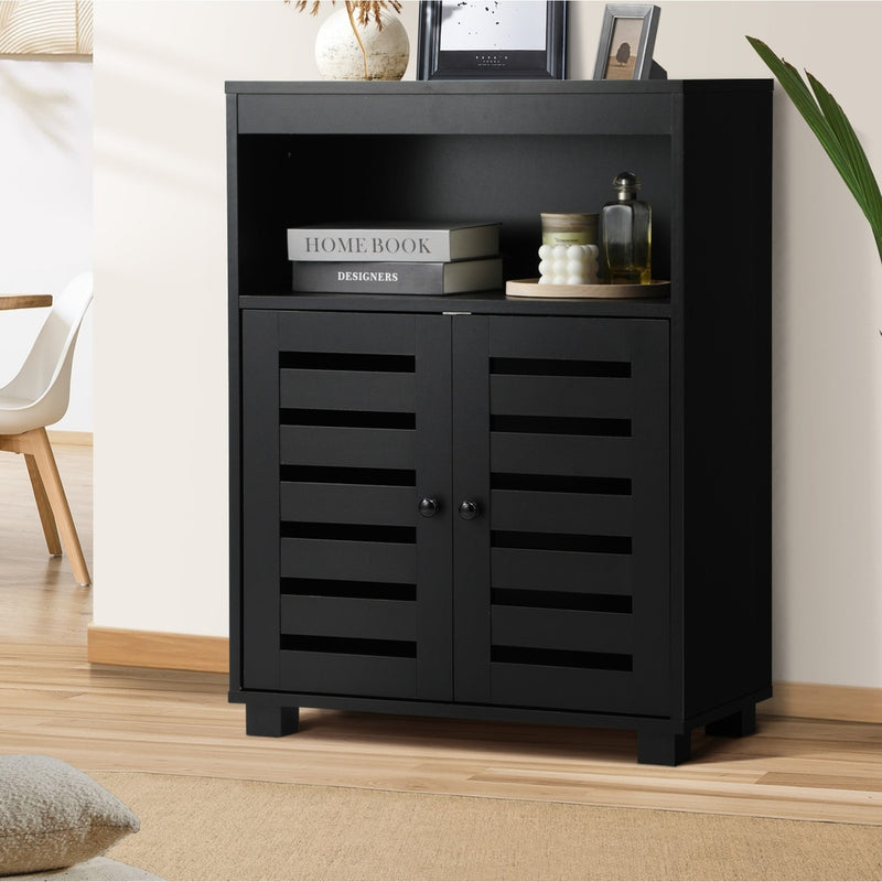 Oikiture Buffet Sideboard Storage Cabinet 2 Doors Black
