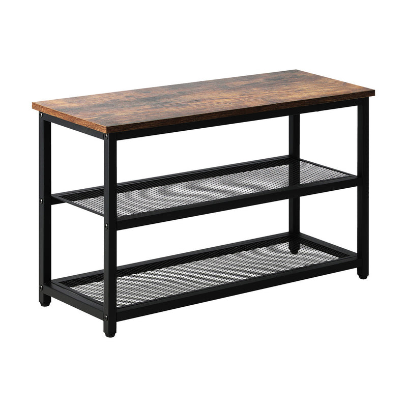 Oikiture Shoe Bench Rack Shelf Storage 3-Tier Industrial Furniture