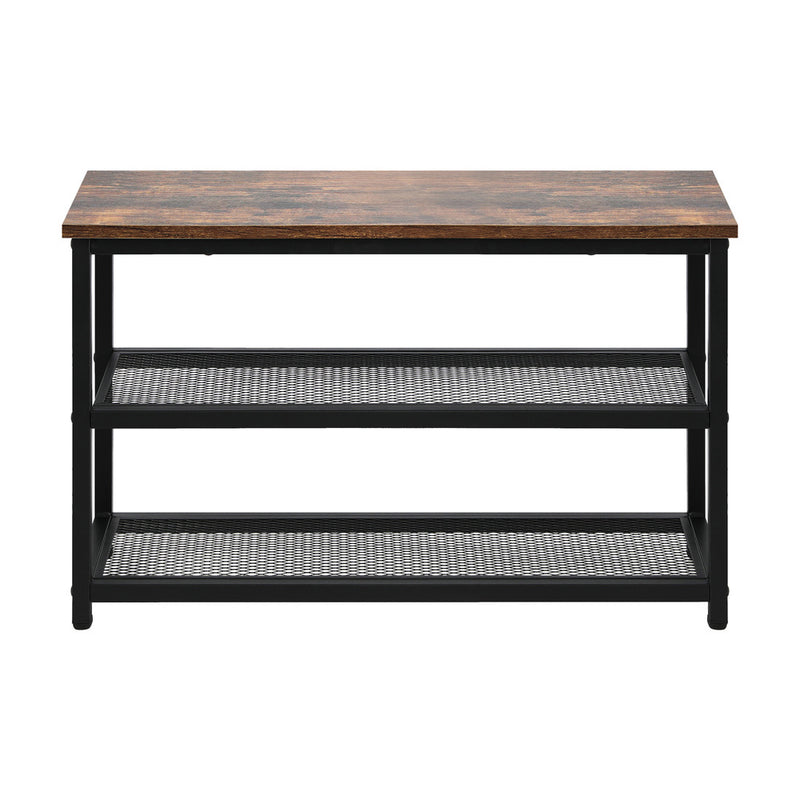 Oikiture Shoe Bench Rack Shelf Storage 3-Tier Industrial Furniture