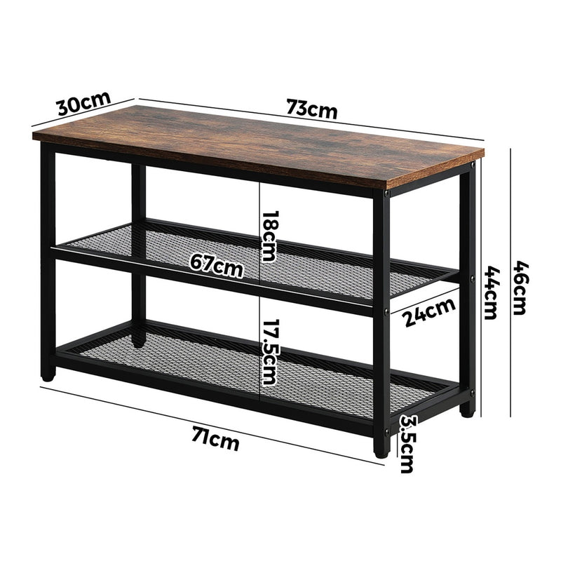Oikiture Shoe Bench Rack Shelf Storage 3-Tier Industrial Furniture