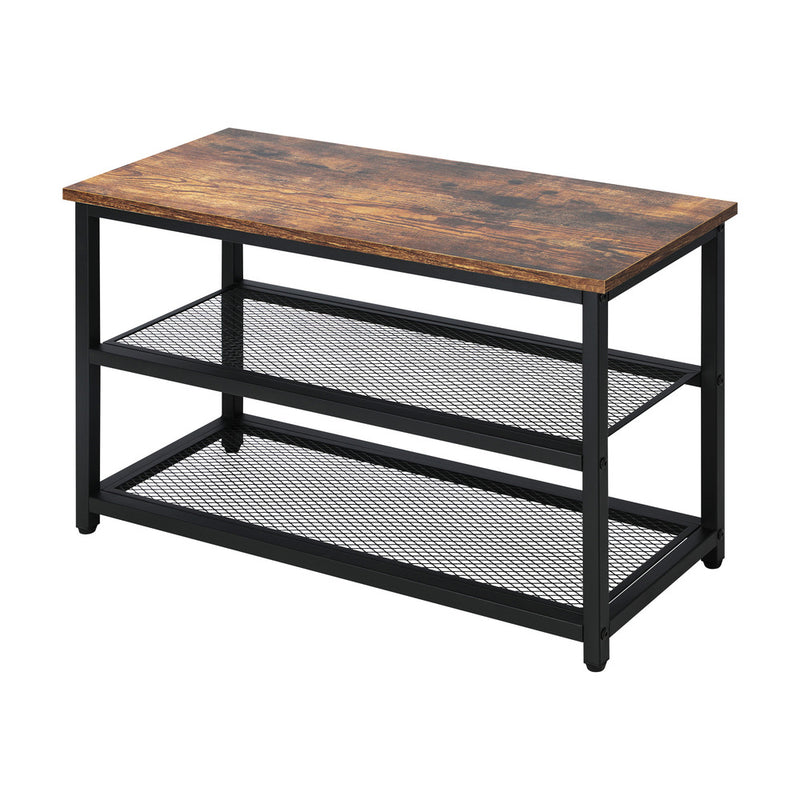 Oikiture Shoe Bench Rack Shelf Storage 3-Tier Industrial Furniture