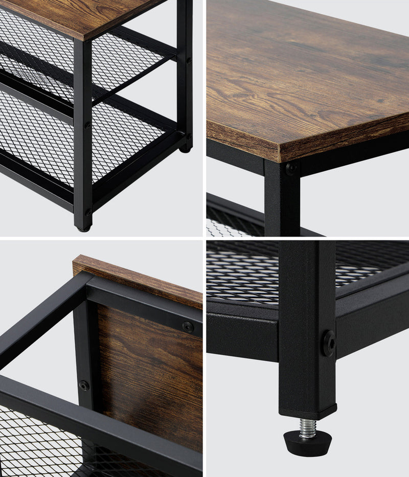 Oikiture Shoe Bench Rack Shelf Storage 3-Tier Industrial Furniture