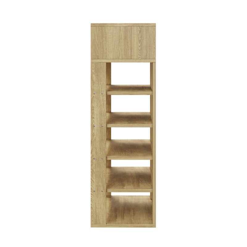 Oikiture Shoes Storage Rack 5-tier Shelves with Drawer Natural