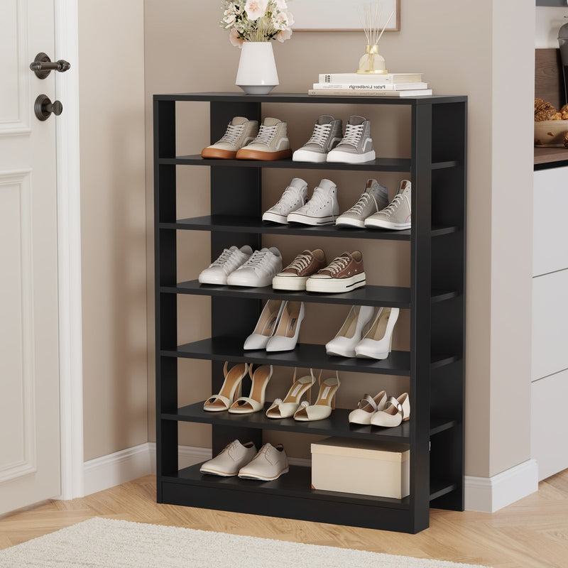 Oikiture Shoe Rack 7 Tiers Shelf Storage Cabinet Organiser Black