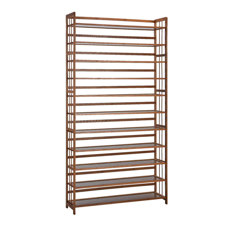 Oikiture Shoe Rack Storage Organizer 11 Shelves Bamboo Brown
