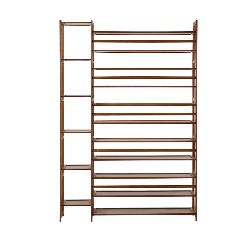 Oikiture Shoe Rack Bamboo Stand 11 Shelves with Boots Storage Brown