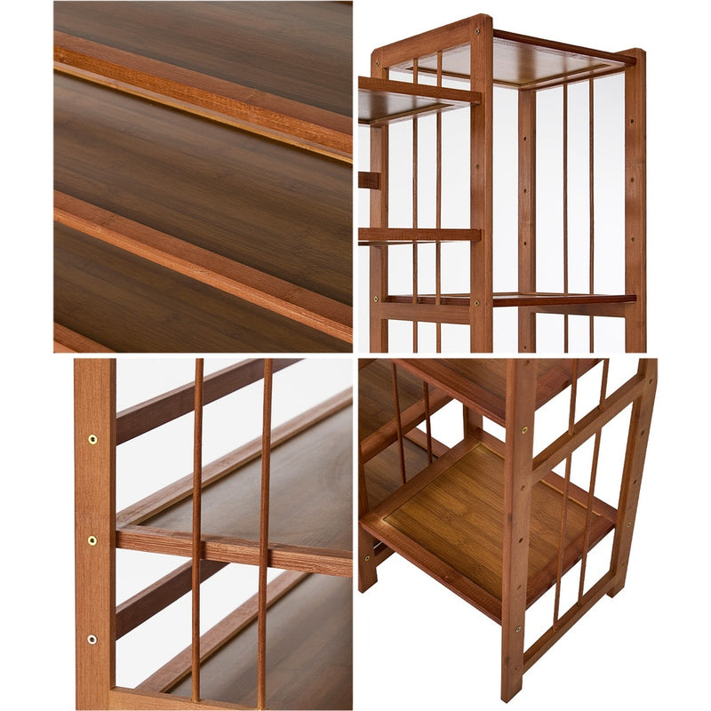 Oikiture Shoe Rack Bamboo Stand 11 Shelves with Boots Storage Brown