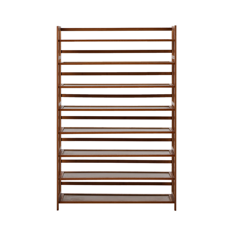 Oikiture Shoe Rack Storage Organizer Bamboo Stand 8 Shelves Brown