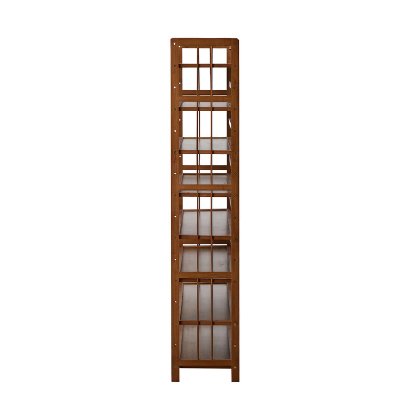Oikiture Shoe Rack Storage Organizer Bamboo Stand 8 Shelves Brown