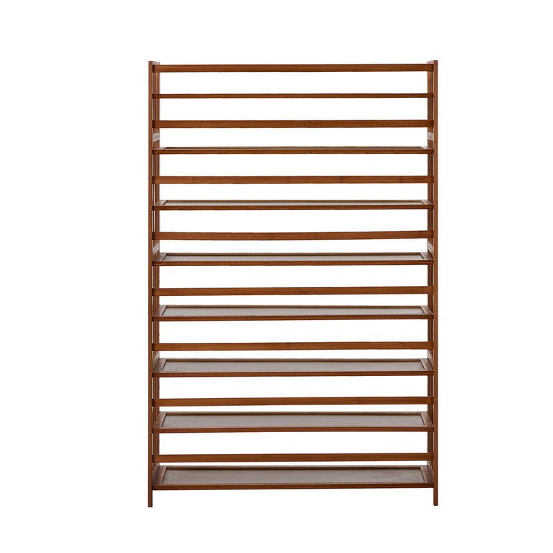 Oikiture Shoe Rack Storage Organizer Bamboo Stand 8 Shelves Brown