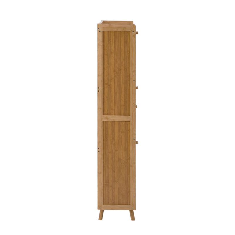 Oikiture Bamboo Shoe Storage Cabinet 3 Compartments Natural