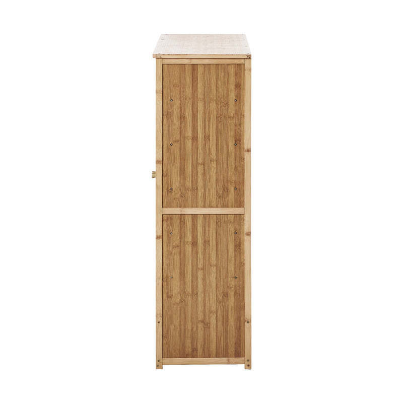 Oikiture Shoe Storage Cabinet 2 Doors Bamboo Shoe Shelf Beige