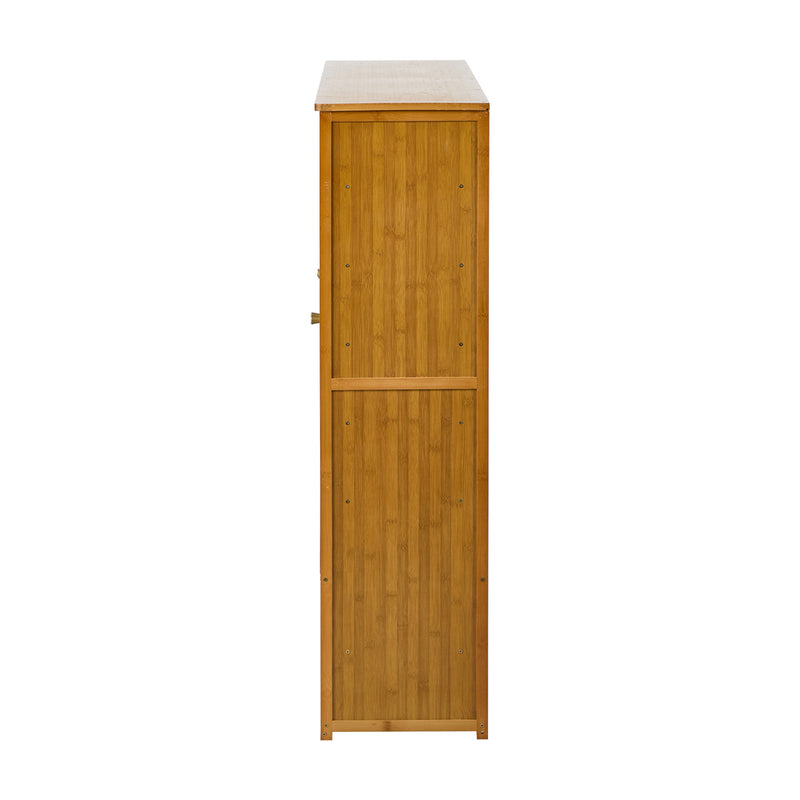Oikiture Shoe Storage 4 Doors with 2 Bottom Shelf Brown