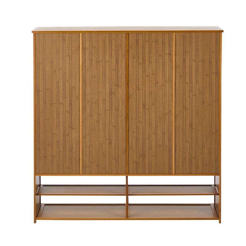 Oikiture Shoe Storage 4 Doors with 2 Bottom Shelf Brown