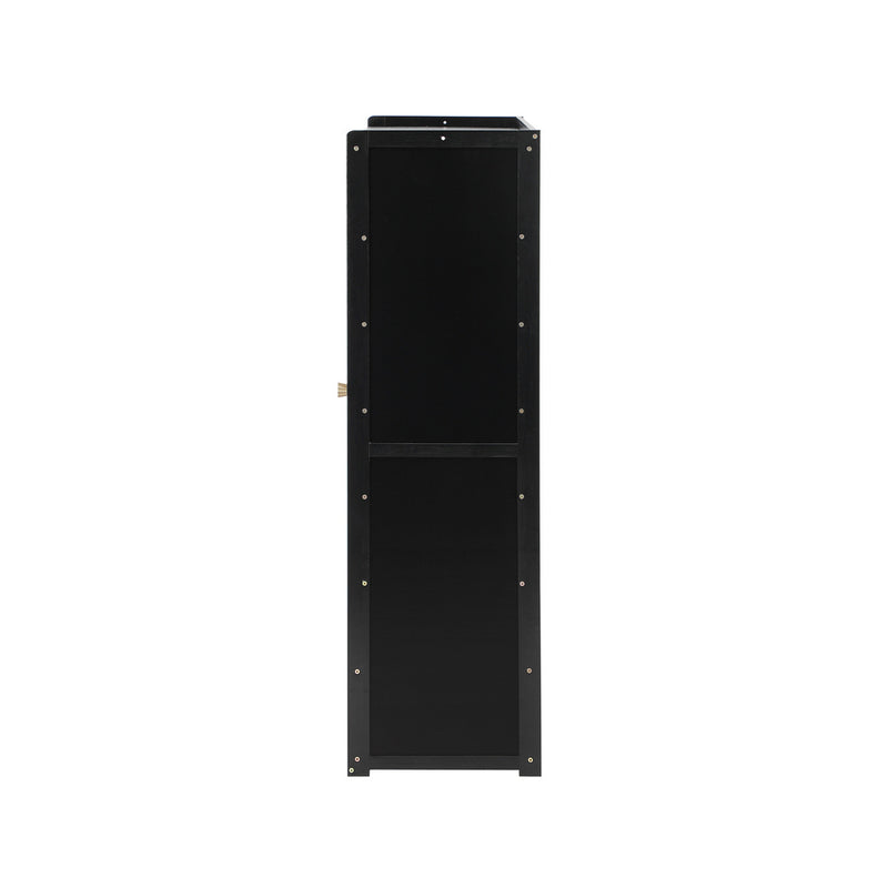 Oikiture Shoe Storage Cabinet 4 Doors Shelf Black