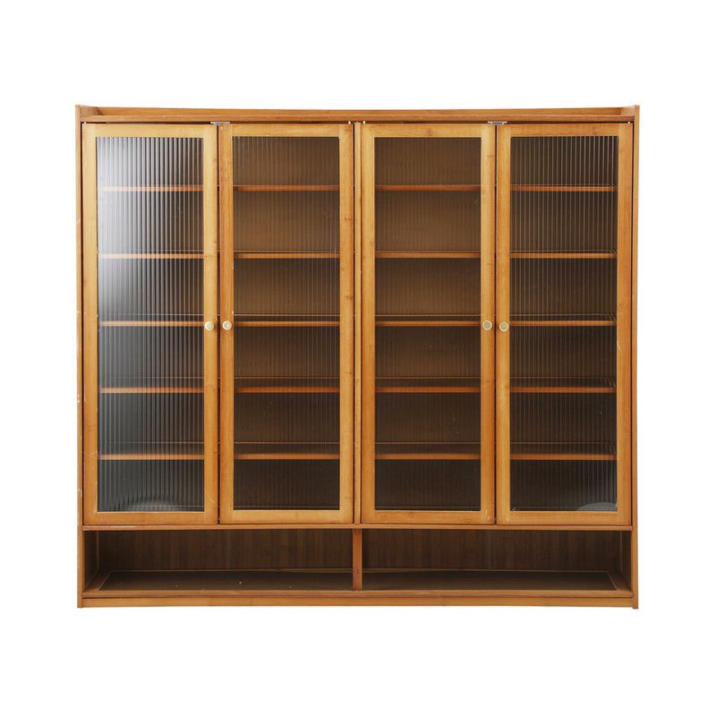 Oikiture Shoe Storage Cabinet 4 Doors 7 Shelves Brown