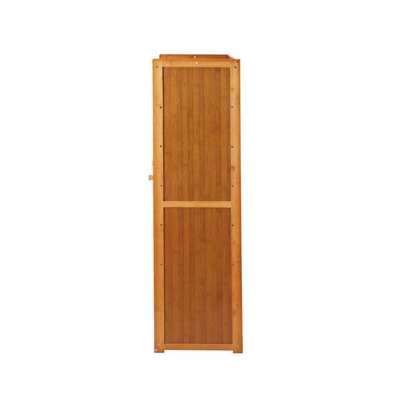 Oikiture Shoe Storage Cabinet 4 Doors 7 Shelves Brown