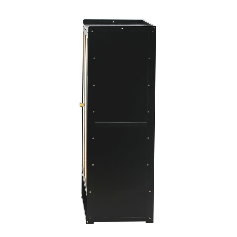 Oikiture Shoe Storage Cabinet 2 Doors Rattan Black