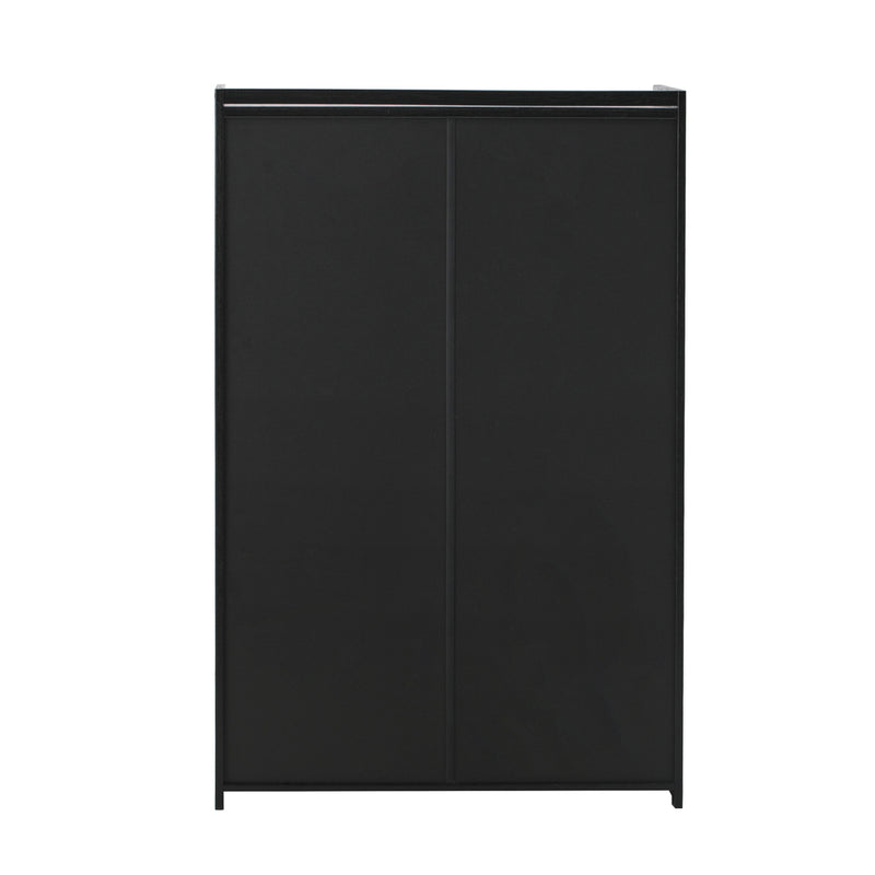 Oikiture Shoe Storage Cabinet 2 Doors Rattan Black