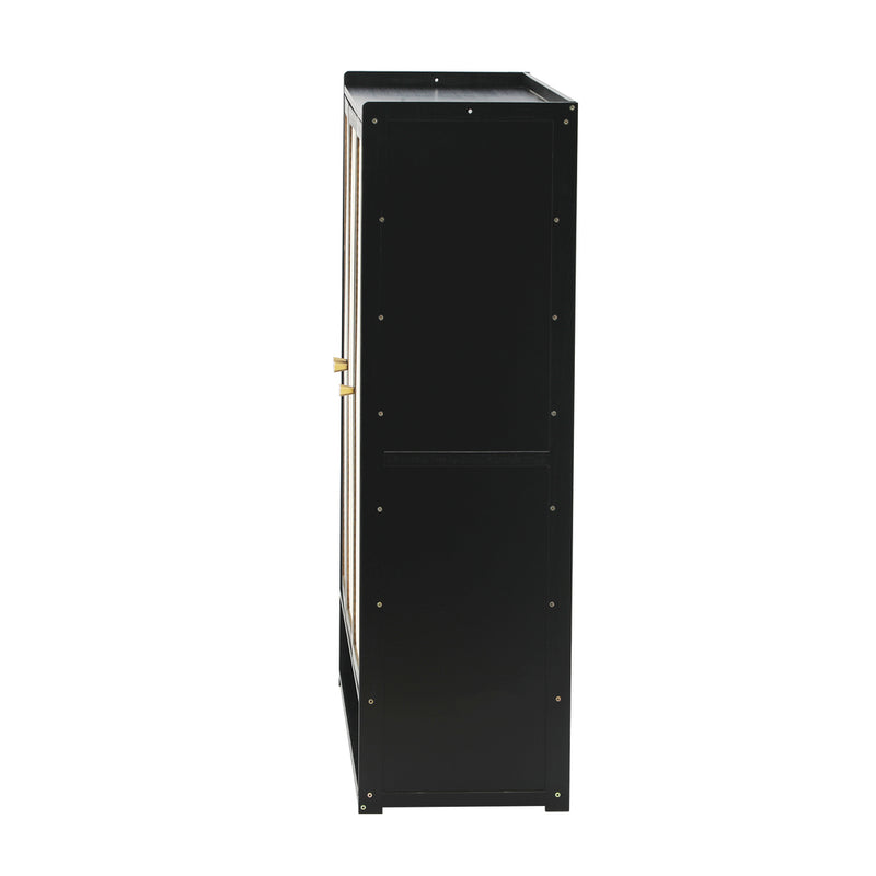 Oikiture Shoe Storage Cabinet 3 Doors Rattan Style