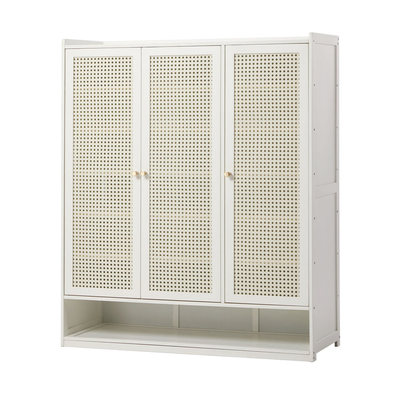 Oikiture Shoe Storage Cabinet 7 Tier Shelf Rattan White