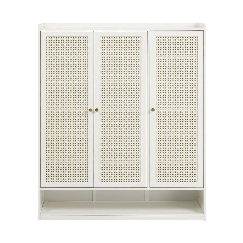 Oikiture Shoe Storage Cabinet 7 Tier Shelf Rattan White