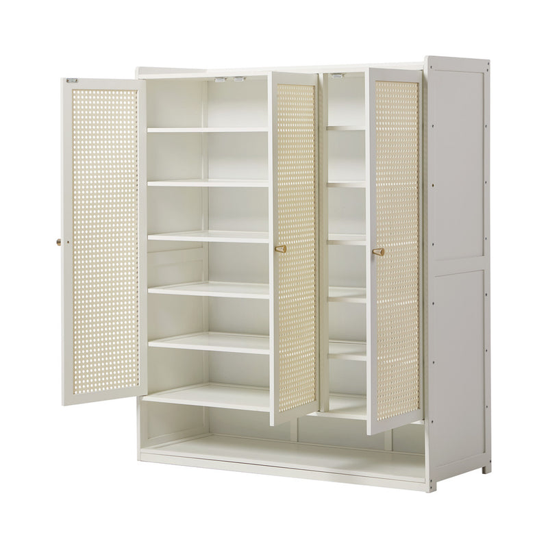Oikiture Shoe Storage Cabinet 7 Tier Shelf Rattan White