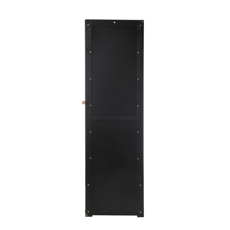 Oikiture Shoe Storage Cabinet 4 Doors Rattan Black