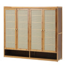 Oikiture Shoe Storage Cabinet 4 Doors Rattan Brown