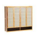 Oikiture Shoe Storage Cabinet 4 Doors Rattan Brown