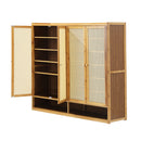 Oikiture Shoe Storage Cabinet 4 Doors Rattan Brown