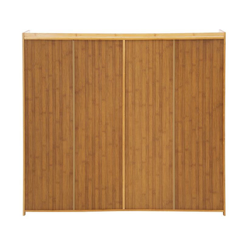 Oikiture Shoe Storage Cabinet 4 Doors Rattan Brown