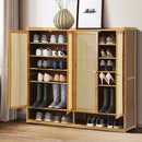 Oikiture Shoe Storage Cabinet 4 Doors Rattan Brown