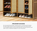 Oikiture Shoe Storage Cabinet 4 Doors Rattan Brown
