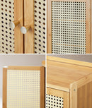 Oikiture Shoe Storage Cabinet 4 Doors Rattan Brown