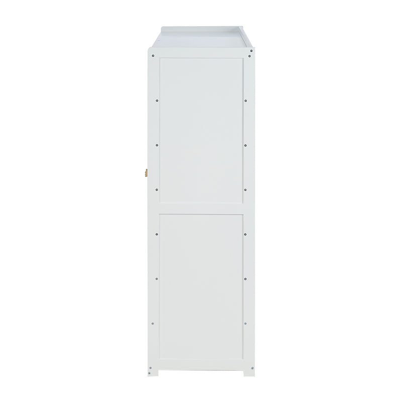Oikiture Shoe Rack Storage Cabinet Organiser 4 Doors Rattan White