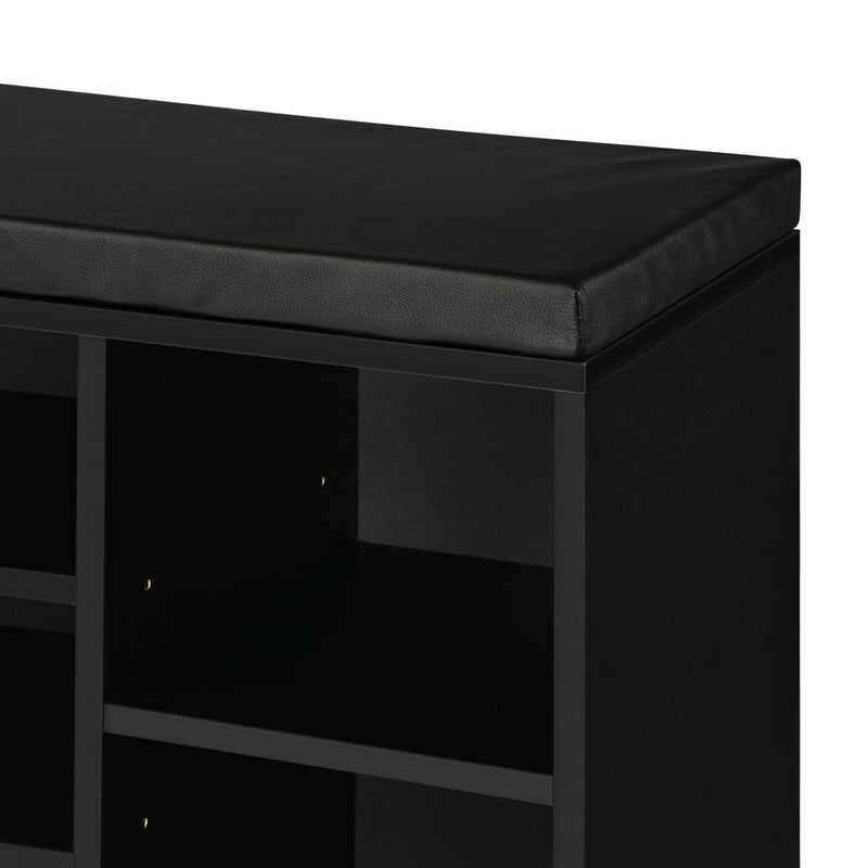 Oikiture Shoe Bench 105cm with Leather Seat Black