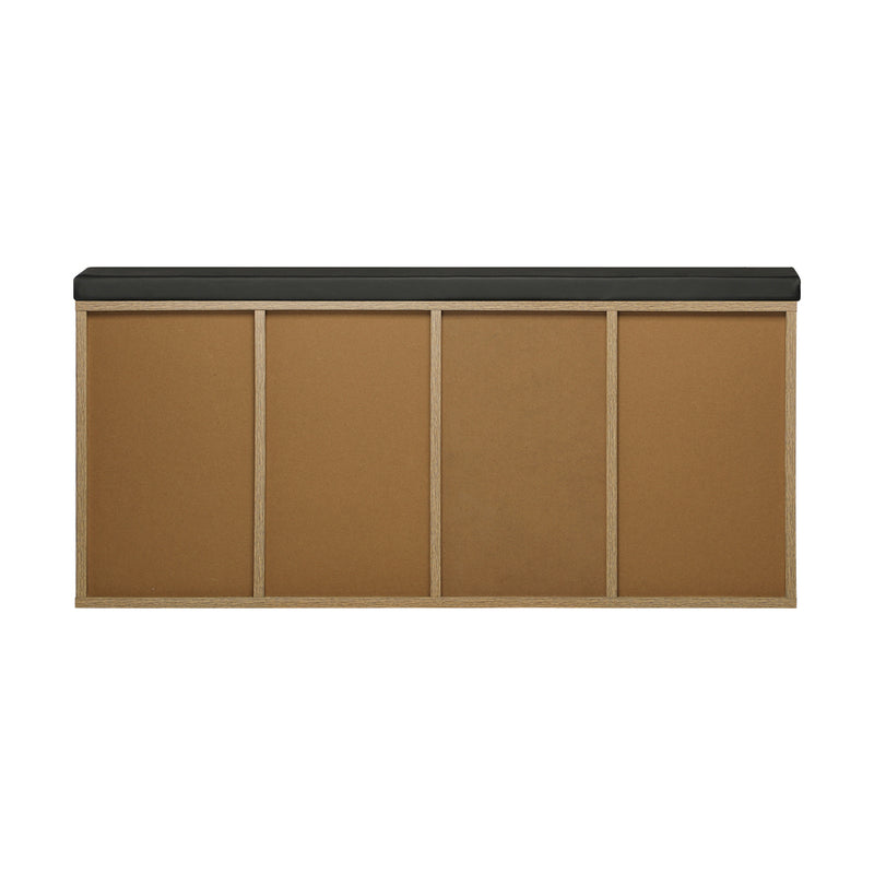 Oikiture Shoe Bench 105cm with Leather Seat Black&Wooden