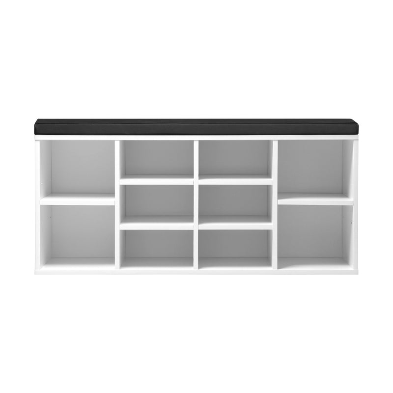 Oikiture Shoe Bench 105cm with Leather Seat Black&White