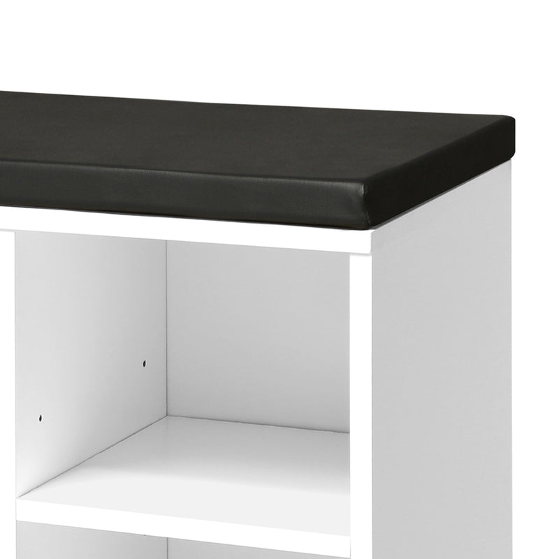 Oikiture Shoe Bench 105cm with Leather Seat Black&White