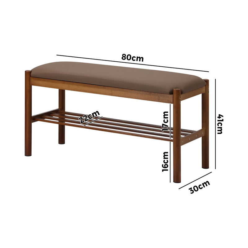 Oikiture Shoe Bench Bamboo Shoes Rack Cabinet Shelf Stool 80cm