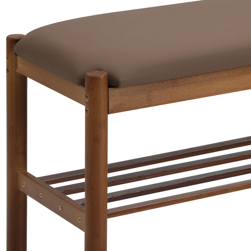 Oikiture Shoe Bench Bamboo Shoes Rack Cabinet Shelf Stool 80cm