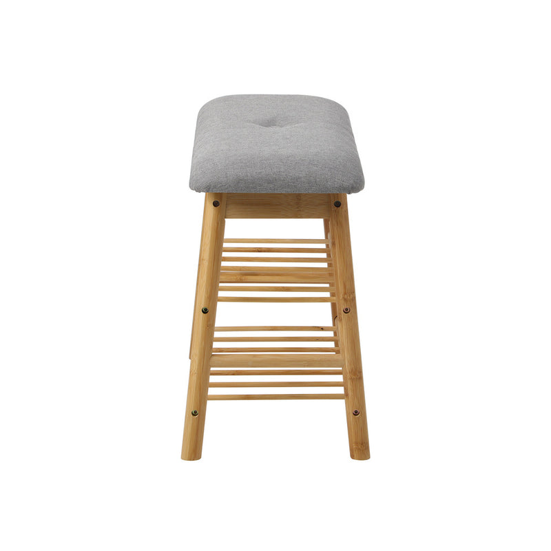 Oikiture Shoe Storage Bench Bamboo Rack Shelf Organiser Stool 70cm