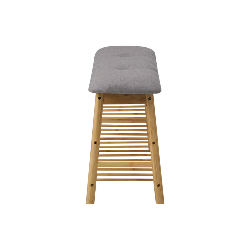Oikiture Shoe Storage Bench Bamboo Rack Shelf Organiser Stool 90cm